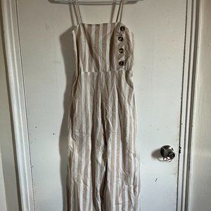 Petite Striped Beige Romper